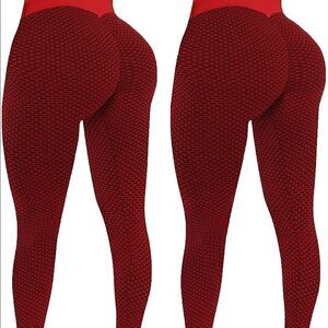 High Waist Yoga Red Pants for Women